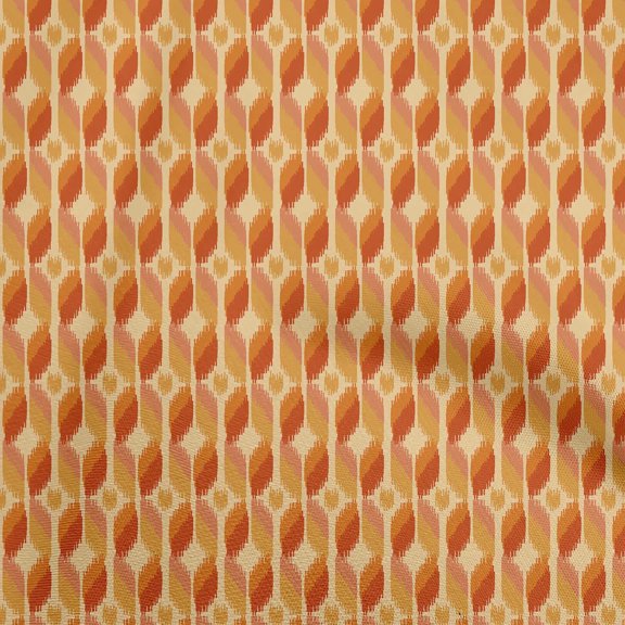 oneOone Georgette Viscose Orange2 Fabric Asian Ikat Sewing Material Print Fabric By The Yard 42 Inch Wide