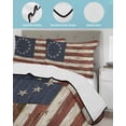 thumbnail image 3 of Twin Quilt Bedding Set, Vintage American Flag Reversible Summer Quilt 3 Pieces, USA Flag Retro Blue Red Lightweight Bedspreads Coverlets with 2 Pillow Shams for All Seasons, 3 of 5