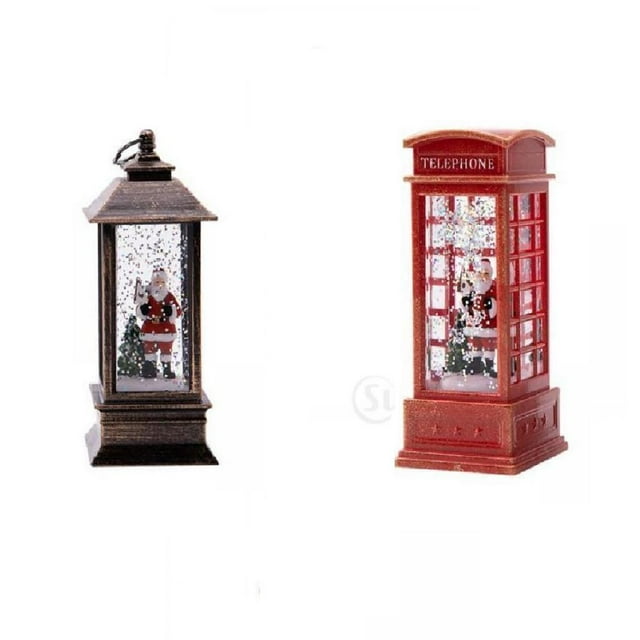 2pcs Christmas Lantern Glitter Water Battery Operated for Tabletop Decoration Gift