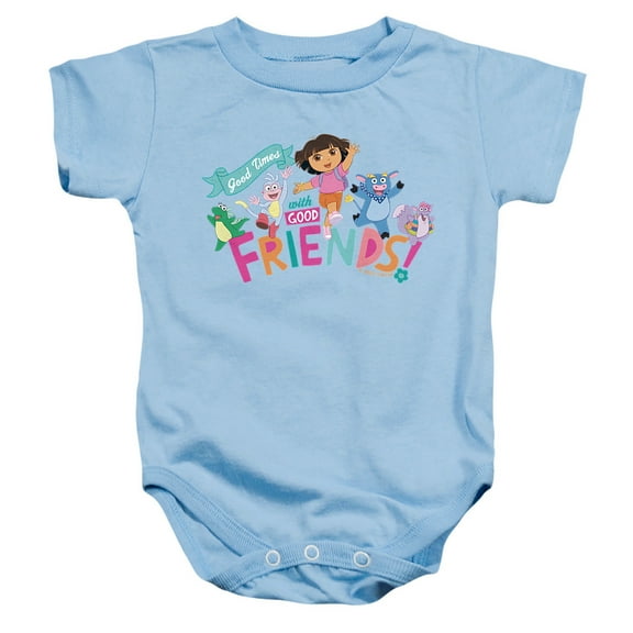 Popfunk Dora The Explorer Good Times With Good Friends Unisex Infant Snap Suit for Baby, Light Blue, Small