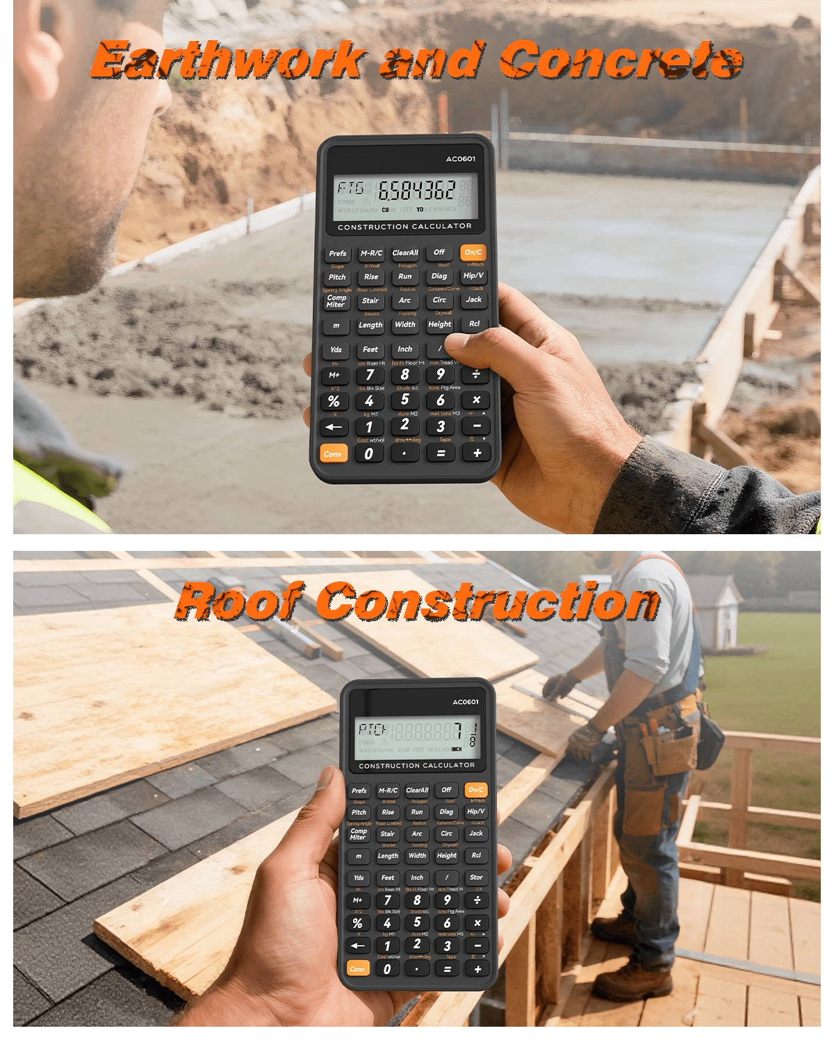 Construction Advanced Construction Math Calculator for Contractors, Estimators, Builders, Framers（Without Protective Case）