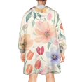 thumbnail image 2 of Wearable Oversized Blanket,Pioneer Flower Floral Print Pattern Wearable Blanket Hoodie for Adults,Cozy Hooded Blankets with Super Pockets,Super Warm Fuzzy Pullover for Women & Men, 2 of 6