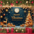 thumbnail image 6 of Golden Decor Christmas Banner Reindeer Design Holiday Backdrop Gift Boxes Snowflake Pattern New Year Background for Christmas Celebration New Year Party Indoor Decoration, 6 of 9