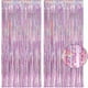 thumbnail image 1 of Paquete de 3 para bodas, compromisos, despedidas de soltera y fiestas: agregue una decoración glamorosa con cortinas de oropel de metal rosa brillante, 1 of 7
