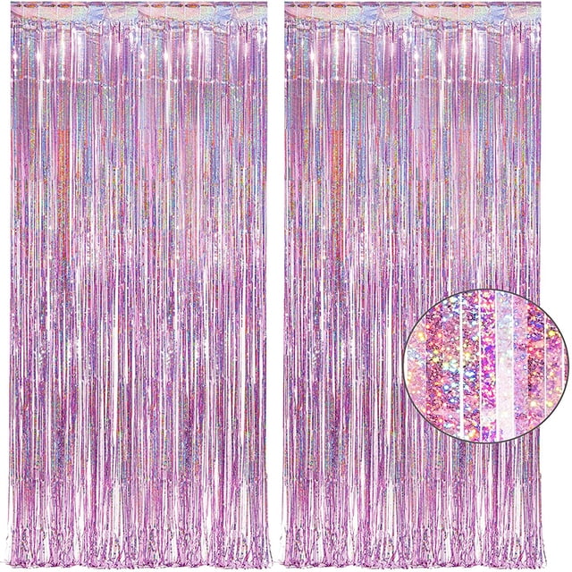 Rideaux à Franges en Feuille, Ensemble Décoratif Rose Laser pour Anniversaires, Remises de Diplômes, Mariages, et Plus (3 Packs, Réutilisables)