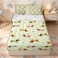 thumbnail image 2 of Erosebridal Pale Lime Sausage Dog Zipper Full Size Comforter Sets with Fitted Sheet and 2 Pillowcases,Rainbow Dot Zipper Bedding Set,Green Ivory,4pcs,Reversible, 2 of 6