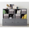 thumbnail image 2 of Large Cube Storage Baskets (10.5 × 10.5 × 11 inches), Canvas Fabric Collapsible Storage Boxes with Cotton Handles for Laundry，Closet, Shelves, Clothes, Toys, Towel (Grey/White, 6 Pack), 2 of 16