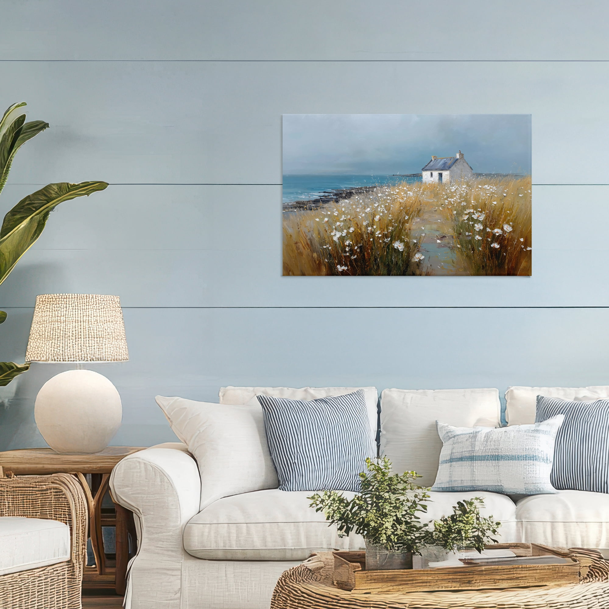 Stupell Industries Oceanfront Cottage Wildflowers Canvas Wall Art, design by Petal Prints Design