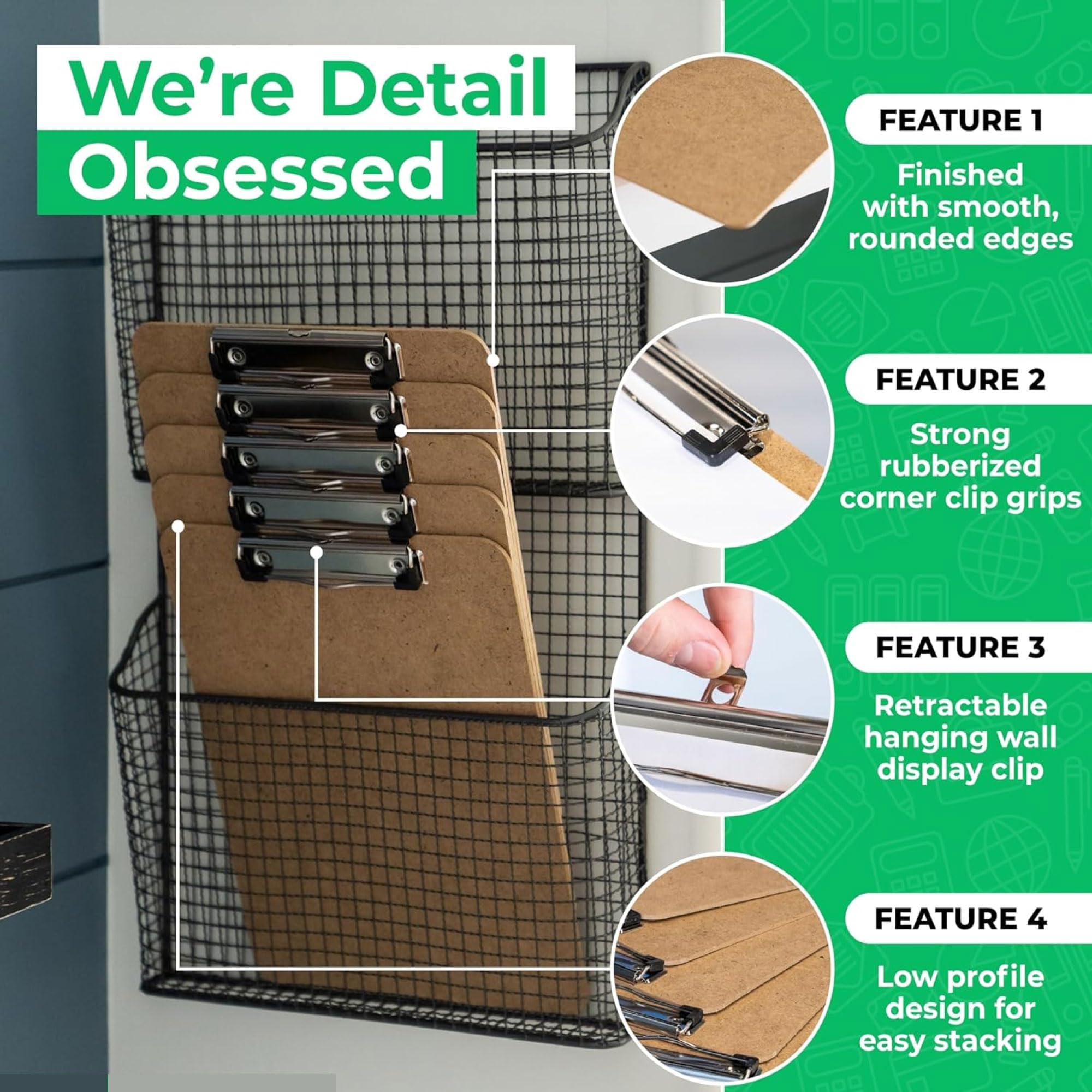 100 Pack of Bulk Wholesale Heavy Duty Wooden 8.5”W x 11”L Clipboards for Back to School, Students, Teachers, Office, Schools and Classrooms