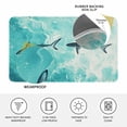 thumbnail image 4 of Ocean Shark Doormat Outdoor Entrance 24"x36", Teal Green Wave Summer Beach Coastal Absorb Moisture Dirt Door Mats, Non-Slip Rubber Backing Floor Mats Indoor, Low-Profile Front Door Rugs, 4 of 9