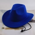 thumbnail image 2 of Mens Western Hats - Stylish Cowboy Hat Western Wool Mid Brim Performance Costume Hat For Outdoor Casual Wear Ethnic Folk Design,Dark Blue,One Size, 2 of 4