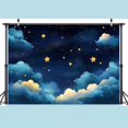 thumbnail image 3 of 5 x 3 ft Blue Galaxy Starry Sky Stars Backdrop Night Sky Cloud Flash Stars Children Kids Birthday Baby Shower Party Banner Newborn Baby Child Portrait Photo Props, 3 of 5