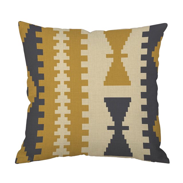 Liquidation! Taie d'Oreiller en Lin Simple Coussin Géométrique Housse de Coussin Simple pour Canapé