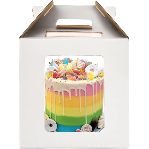 10x10x10 Inch Tall Cake Boxes with windows,8in 10in Tall Cake Carrier, Layer Cake Box,Large Tiered Cake Box,Durable White Bakery Box,Large cake box(1pack)
