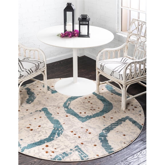 Unique Loom Estrella Collection Area Rug (8' Round Cream/Black)