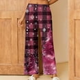 thumbnail image 2 of QATAINLAV Pajama Pants Women Christmas Casual Elastic Waist Cotton Comfy Pajamas Pant Loose Straight Wide Leg Trousers Loungewear Multicolor S, 2 of 8