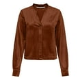 thumbnail image 6 of QATAINLAV Velvet Shirts for Women Dressy Casual Long Sleeve V Neck Blouse Solid Color Ruffle Trim V Neck Holiday Tops, Brown, L, 6 of 9