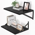 thumbnail image 1 of Estantes flotantes Heimlove de madera negra, 16 x 30 cm, juego de 2, 1 of 7