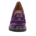 thumbnail image 3 of YDN Women Retro Round Closed Toe Penny Loafers Block High Heel Slip On Platform Pumps Working Dating Daily Shoes Size 9.5 Purple, 3 of 4