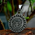 thumbnail image 4 of HOOUN Nordic Viking Rune Wolf Pattern Pendant Rotating Tag Men Women Fashion Necklace-Gray, 4 of 5