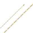 thumbnail image 2 of Wellingsale 14k Two Tone Yellow and White Gold Polished Solid 2.3mm Figaro White Pave Diamond Cut Chain Necklace with Lobster Claw Clasp - 20", 2 of 6