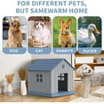 thumbnail image 3 of 38-Inch Pointed Wood-Look Dog House, Sturdy Outdoor Shelter with Paw Print & Windows for Large Dogs, 3 of 7