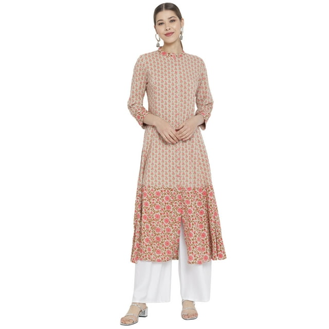 Yash Gallery Women's Rayon Floral Print Anarkali Kurta (Multi)