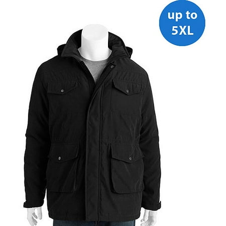 Big Men's Sueded Microfiber Field Jacket with Hideaway Hood