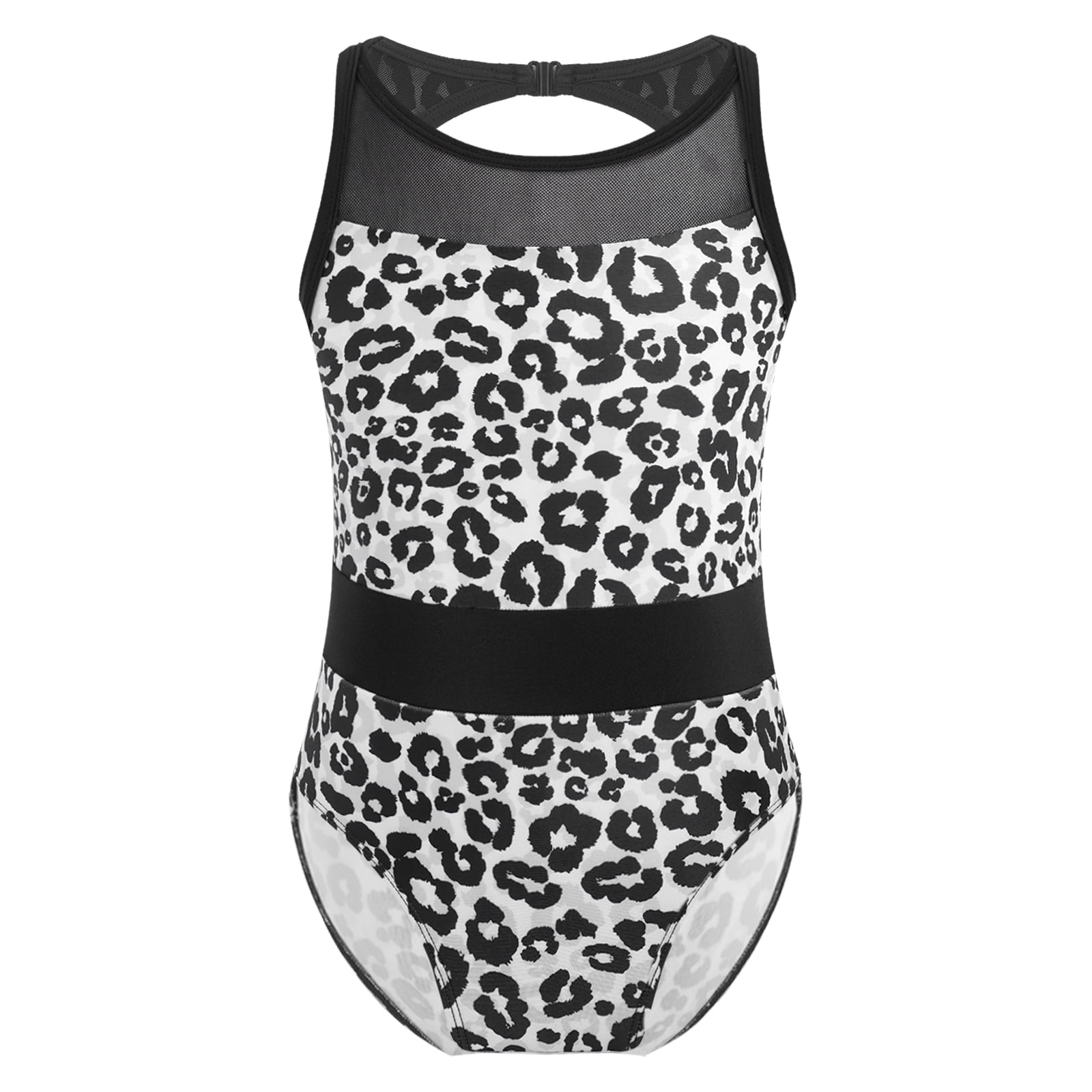 MSemis Kids Girls Leopard Print Cutout Back One Piece Bathing Suit