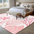 thumbnail image 6 of Coastal Pink Washable Rug 5x7 Area Rug for Living Room Bedroom Non Slip Indoor Floor Rectangle Carpet Soft Low Pile Large Ocean Coral Starfish Shell Modern Sea Entryway Rugs for Dining Room Office, 6 of 9