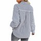 thumbnail image 4 of Camisa suelta con cuello en V y temperamento a rayas de un solo pecho para mujer Pompotops FGAJ16348, 4 of 5