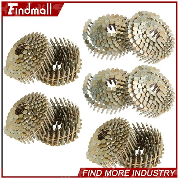 findmall 7200Pcs 15 Degree 1-1/4" × 0.12" Galvanized Coil Roofing Nail wire Coil