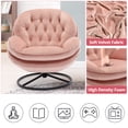thumbnail image 6 of Velvet Swivel Accent Chair with Ottoman Set, Modern Lounge Chair with 360 Degree Swiveling Metal Base & Footrest, Comfy Single Sofa Chair for Living Room Bedroom, Reading Room, Home Office, Pink, 6 of 7