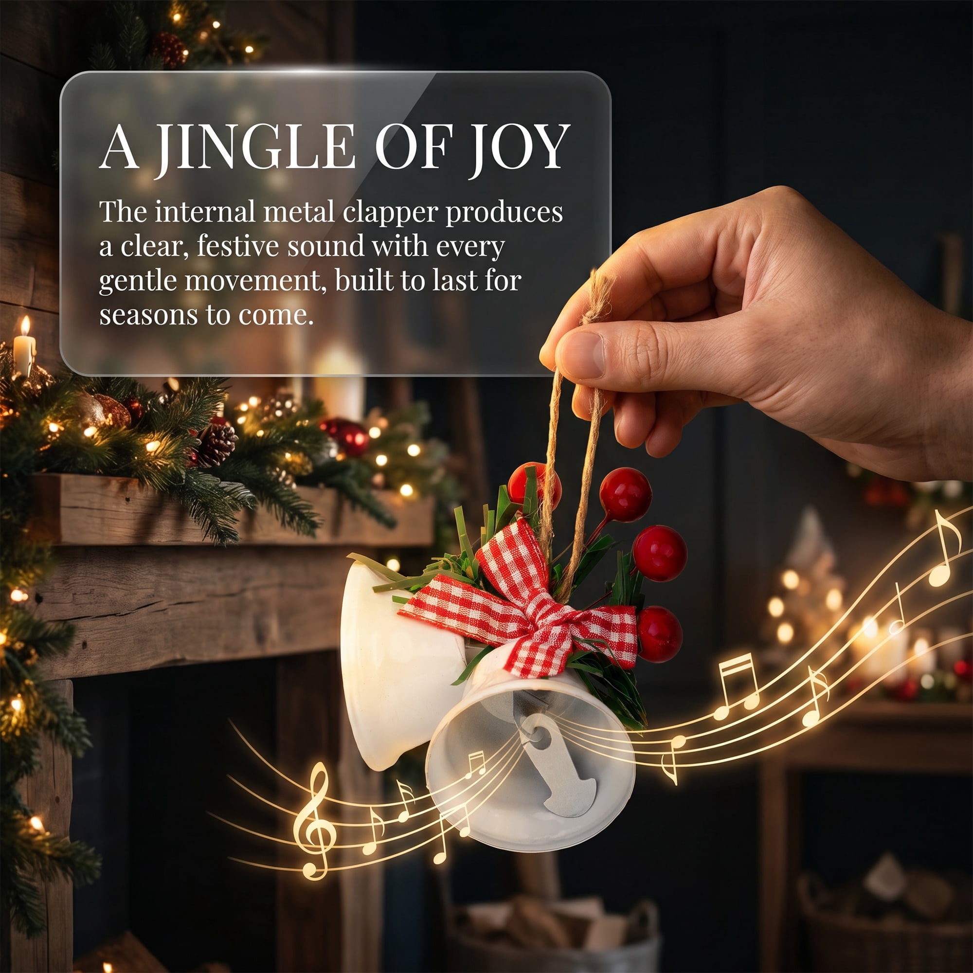 Unique Bargains 5Pcs Christmas Vintage Iron Hanging Bells White 1.5"L x 1.5"W x 5.5"H