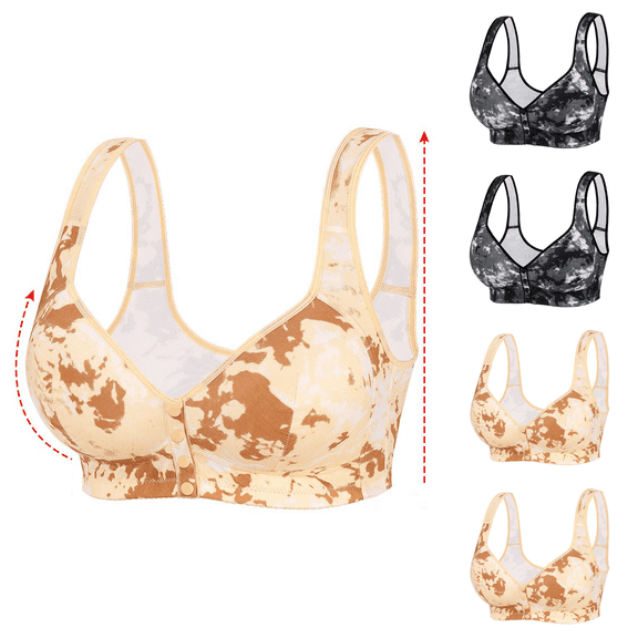 Ahuyic Womens Bra,Summer Plus Size Bra,Womens Leopard-Print Front Buckles Underwear No Steel Close Bra,Black,M