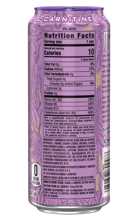 Monster Energy Drink Ultra Variety - 16 Ounce (Pack Of 12) And Stinger Pomegranate Passionfruit Chews