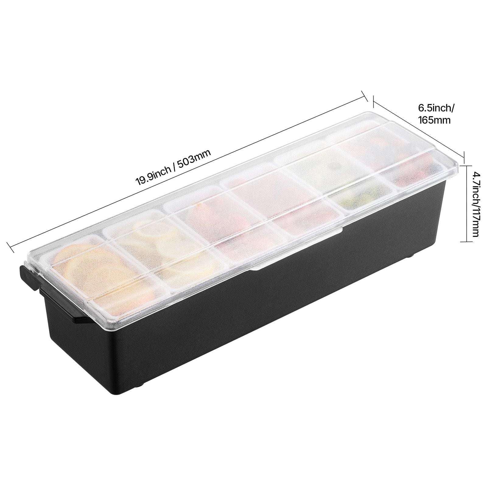 Chilled Condiment Server 6 Compartments Ice Cooled Food-Safe BPA-Free with Lid for Bar Party Camping BBQ