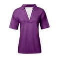 thumbnail image 5 of MIXUE Womens Summer Tops Summer Solid Color V Neck Short Sleeve Casual Work Basic Pullover T Shirts Daily-Wear,Purple,L, 5 of 5