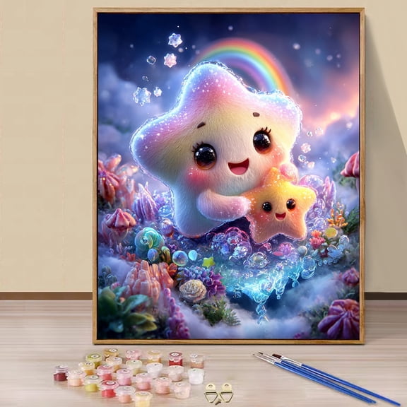 JYLMOOD Paint by Numbers for Adults Kits, DIY Easy Painting by Numbers for Gift Home Wall Decoration 16x20in without Frame - Star