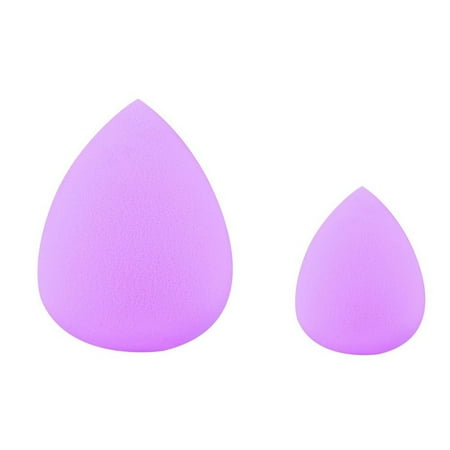 2 Packs Beauty Makeup Sponge Blender by Zodaca Cosmetic Face Foundation Puff Flawless Coverage - Purple Droplet Shape