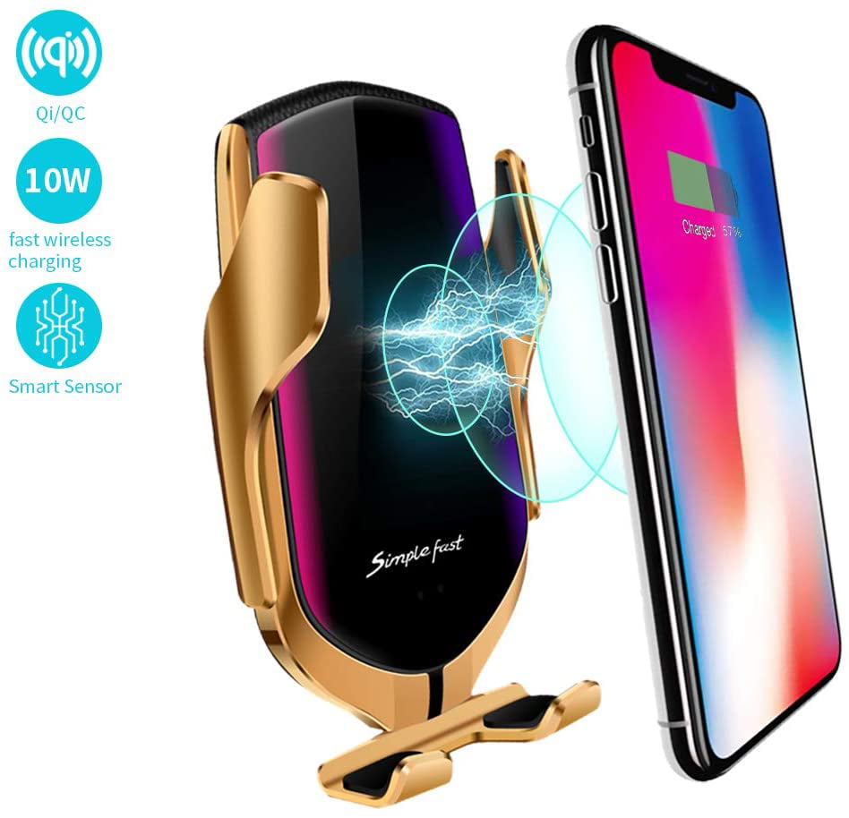 Automatic Sensor Wireless Car Charger Mount Smart Touch Qi 10W Fast Wireless Charger Car Air Vent & Dashboard Car Phone Holder for iPhone Xs MAX/XR/XS/X/8/8 Plus Samsung Galaxy Note 9/S9/S9 Plus/S8 ANSERX 4350469875 