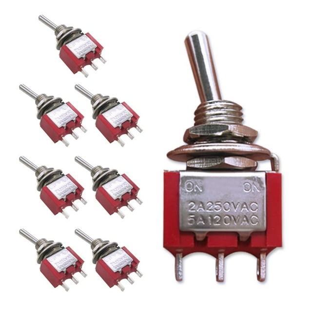 mxuteuk 8pcs MTS-102 3 Terminal 2 Position SPDT Mini Miniature Toggle Switch Car Dash Dashboard ON/ON 5A 120V 2A 250V