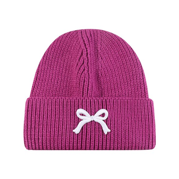 HJYCHN Winter Hats for Women Bow Knitted Slouchy Beanie Pullover Hat for Outdoor Warmth and Fashion Womens Hat Hot Pink One Size