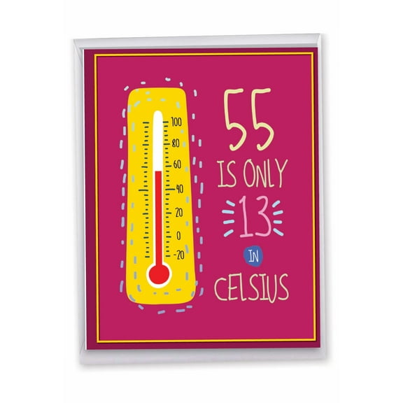 NobleWorks Extra Large Funny 55th Milestone Birthday Greeting Card 8.5 x 11 Inch with Envelope (1 Pack) Oversize Jumbo 55 In Celsius J9575MBG