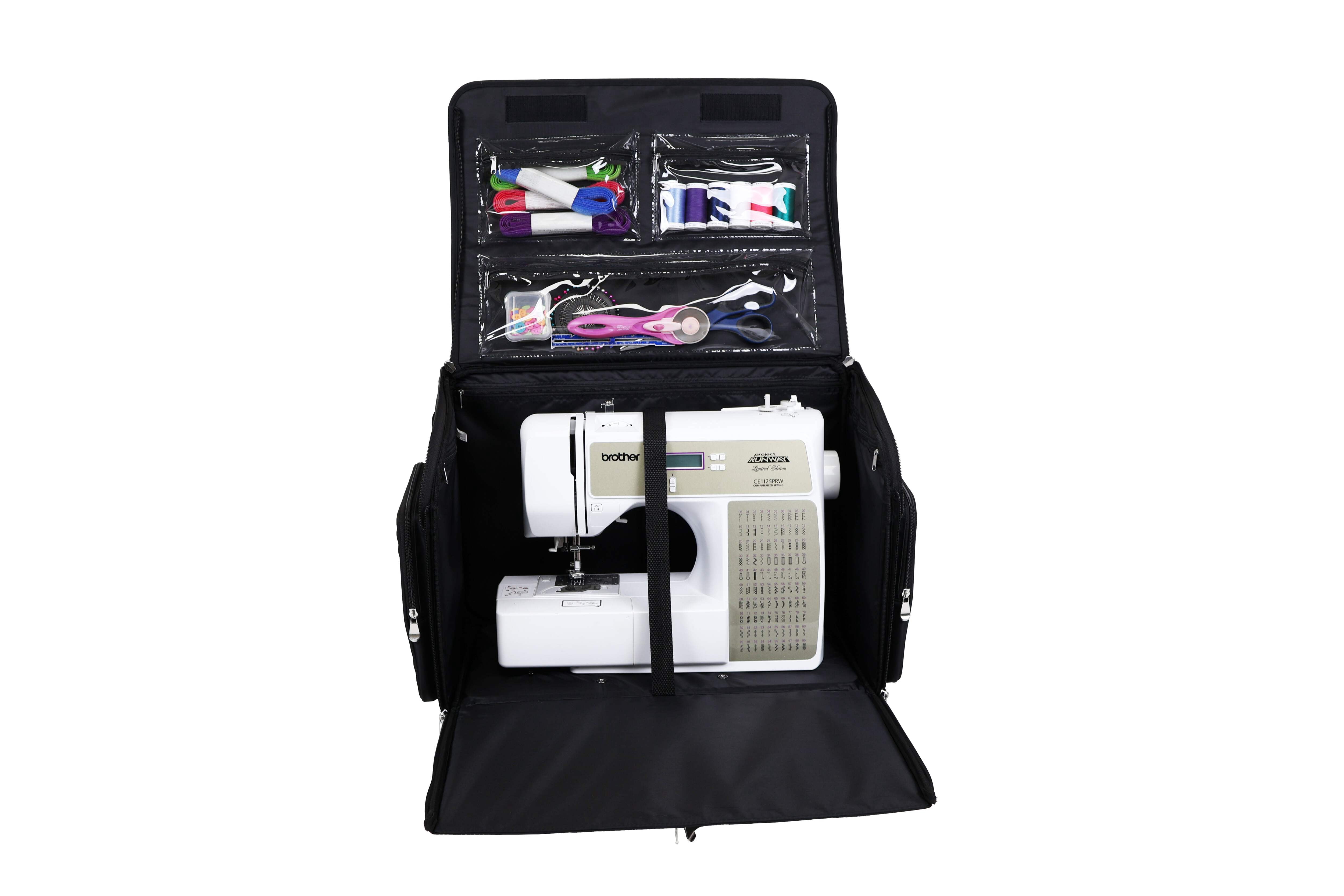 Everything Mary XL Rolling Craft Tote Sewing Machine Case - Portable Organizer for Sewing, Quilting, Scrapbooking, Embroidery & Jewelry Supplies