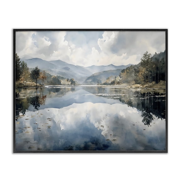 Stupell Industries Coastal Nature's Reflection on Mountain Lake Black Framed Giclee Art, 14 x 11, by Franklyn Gregory