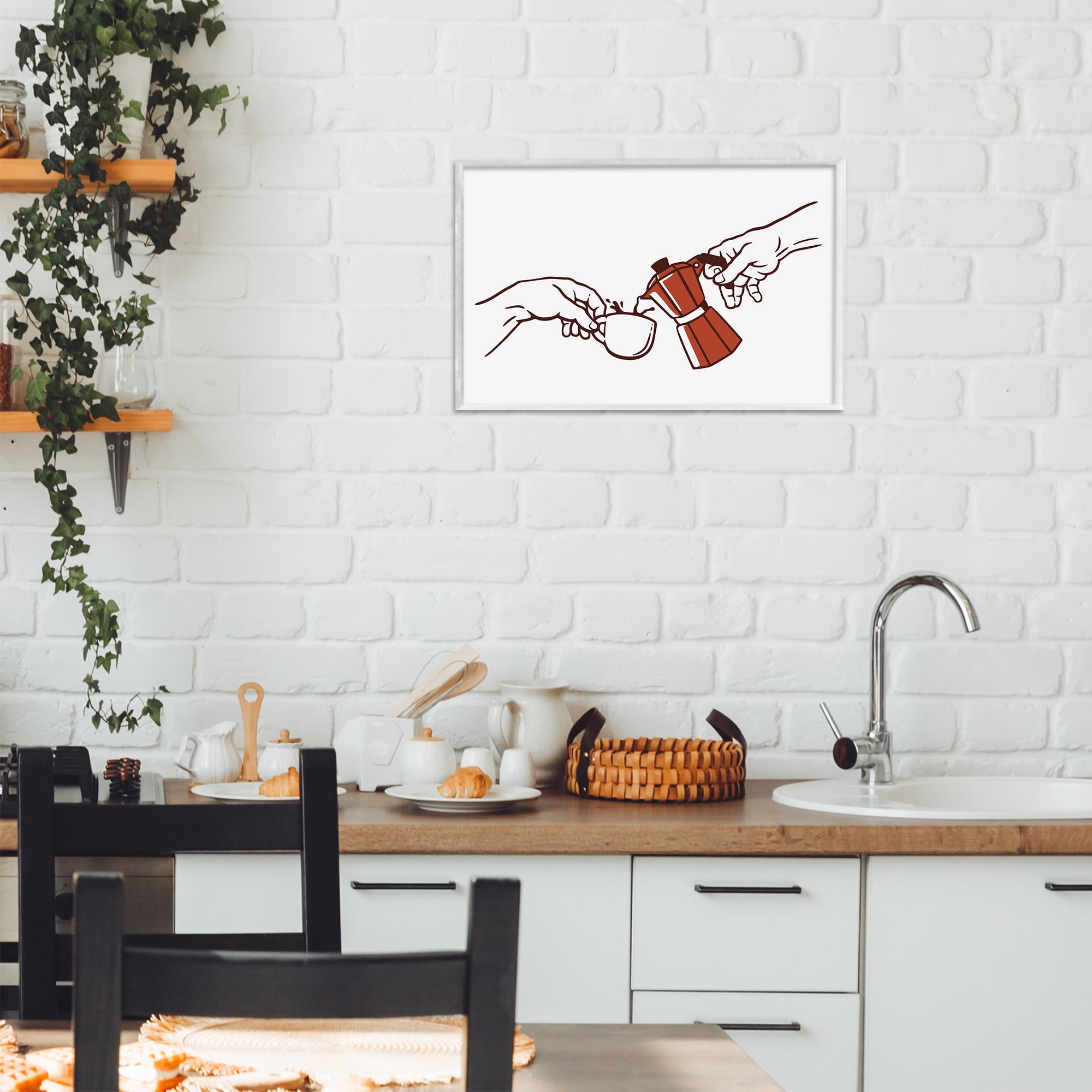 Stupell Industries Creation Of Coffee Classic Parody White Framed Giclee Art, design by Tobe Fonseca