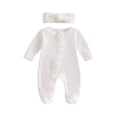 thumbnail image 1 of Baby Bodysuit For Boys And Girls Long Sleeve Footed Romper with Snap Closure In Solid Colors For Fall And Winter Infant Wear, 1 of 6