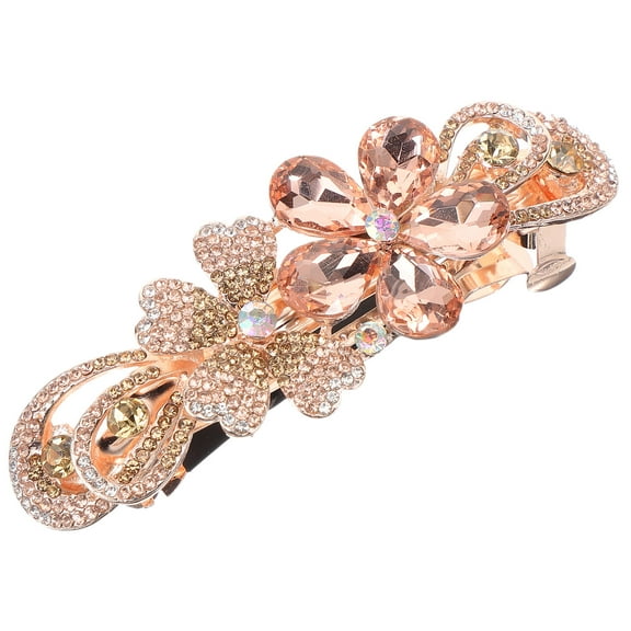 SEWCHICS 1Pack Rhinestone Hairpin Metal Flower Design for Women Special Occasions