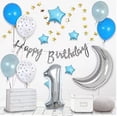 thumbnail image 2 of Moon Star Birthday Decorations For Girls Boys Birthday Baby Shower Party Supplies with Banner Silver Moon Blue Star Balloons Set and Number Balloons, 2 of 2